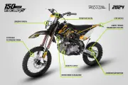 Питбайк JMC 150 Enduro V3.0, 140 куб. см, электростартер, чёрный, жёлтый, серый