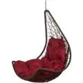 Подвесное кресло кокон Bigarden из ротанга Wind BrownBS Бордовая подушка