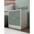 Тумба прикроватная для спальни Волна-1, напольная, белая/зеленая, 2 ящика с фрезеровкой