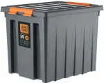 Ящик п/п Rox Box 500х390х405 мм с крышкой и клипсами, на роликах, PRO, 50 л. цв. антрацит 25341