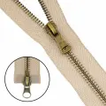 Молния разъемная металлическая (антик), Т5, 85 см, 2 замка (128 бежево-серый), 5 шт