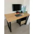 Компьютерный стол Goud Loft, массив натурального дерева, бежевый, 120x59x75 см, ножки металл