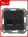 Адаптер Simon со шторками на 2 коннектора UTP RJ45, FTP RJ45, RJ12, AMP, S82, S82N графит 82006-38