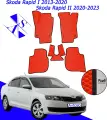 Автомобильные коврики EVA/ЕВА/ЭВА для Skoda Rapid 1 и 2 / Шкода Рапид 1 и 2 / 2013-2023 красный черный