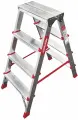 Стремянка NV3120 Новая Высота 4 ступени 2-х сторонняя алюминиевая, рабочая высота 2.88 м, нагрузка 150 кг.