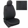 Чехлы на автомобильные сиденья Mazda 3 (BL) Sd/Hb c 09-13г. (Экокожа ромб, Черный + Синяя строчка)