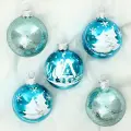 Набор стеклянных елочных шаров Морозко 6 см, 5 шт, голубой