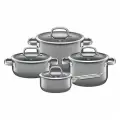 Набор посуды WMF Fusiontec Mineral Platinum, диаметр 16/20/20/24 см, подходит для всех типов плит, можно мыть в посудомоечной машине, Германия