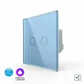 Умный выключатель сенсорный двухклавишный протокол EC, 1 пост, цвет синий LIVOLO ORIGINAL