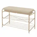 Этажерка для обуви НИКА ЭТП3-1, слоновая кость/бежевый металлик, 2 полки, сиденье