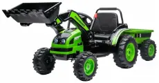 Детский электромобиль трактор с ковшом и прицепом (зеленый, 2WD, EVA) - HL389-LUX-GREEN-TRAILER