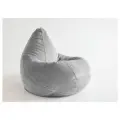 Мир Пуффов Кресло-мешок «Груша» размер- XXL(ростом до 170см), Велюр светло- серый), съемный чехол на молнии
