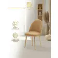 Стул для кухни Lite L02, велюр с эффектом букле светло-коричневый, опора натуральная