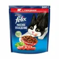 Корм сухой для взрослых кошек FELIX Мясное объедение с говядиной, 600г, 4 шт.