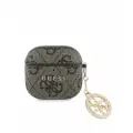 Guess для Airpods 4 чехол PU leather 4G with Classic metal logo and Diamond charm Brown