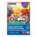 Набор цветного и белого картона мелованный A4 (белый 10 листов, цветной 20 листов, 10 цветов), BRAUBERG, комплект из 5 шт, 116423