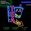 Неоновая светодиодная вывеска на стену, настенная лампа, неоновый светильник Bubble TEA here для кафе, 50 х 70 см.