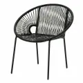 Стул KORNERA Луна, каркас черный, искусственный ротанг черный
