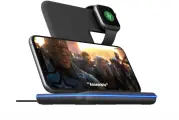 Беспроводная зарядная станция 3 в 1, для iPhone/Watch/AirPods, Qi, черная