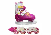 Коньки раздвижные Black Aqua BlackAqua AS-410, доп. роликовая платформа, фуксия, размер 39-42
