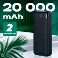 Портативный аккумулятор 20000mAh, Type-C и microUSB, быстрая зарядка, powerbank, павер банк, внешний аккумулятор, черный