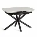 Стол обеденный кухонный TetChair Winston/Винстон, раздвижной (120+30+30)x80x75 см, керамика, металл, белый/чёрный