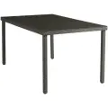 Стол садовый 90x150x74 см, на 6 персон, нераскладной, стальной каркас, искусственный ротанг, столешница покрыта стеклом, цвет темно-серый, для дачи, веранды, беседки или зоны барбекю.