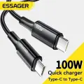 Длинный провод Essanger 100w Type-C. Для быстрой зарядки Ноутбука, Macbook, Samsung, Xiaomi, Huawei. 1 метр