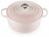 Чугунная эмалированная кастрюля с крышкой, 20 см, 2.4 л, Le Creuset, Светло-розовый (Shell pink) -lj
