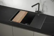 ES-7003, чёрный, кухонная мойка GRANULA, кварц, ESTETICA