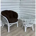 Кресло и столик Багама из натурального ротанга, цвет белый