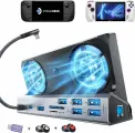 Док-станция для Steam Deck, док-станция Steam Deck 13 в 1 с 5 портами USB 3.0 и 2.0, двойным охлаждающим вентилятором, HDMI 4K @ 60 Гц, зарядкой PD 100 Вт и скоростью 1000 Мбит/с.