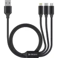 Кабель 3 в 1: micro-USB, Type-C, Ligthning, алюминий, 1.2 м, черный, Deppa