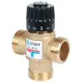 Stout Термостатический смесительный клапан для систем отопления и ГВС 1” НР 20-43°С KV 1,6 м3/ч