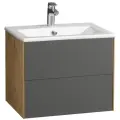 Тумба под раковину Акватон Сохо 60 см, графит софт / дуб веллингтон (1A258001AJA00)
