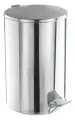 Ведро для мусора с педалью, усиленное, титан, 10 литров, кольцо под мешок, нержавеющая сталь, хром