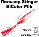 Пилькер Stinger Aottom Strike BiColor Pilk 700g/ грамм #2 White-Fl. Red/GLOW #10/0 (приманка для морской рыбалки)