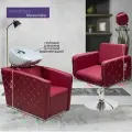 Парикмахерский комплект Marsso New, Красный, 1 кресло гидравлика диск, 1 мойка глубокая белая раковина