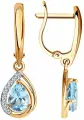 Серьги с подвесками SOKOLOV, красное золото, 585 проба, топаз, фианит, размер 28 мм