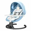 Детские электрокачели шезлонг Dearest Deluxe M8 Black Blue, электронная качель для новорожденных 3 в 1, голубой 2025