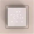 Термостат с датчиком пола и воздуха непрограммируемый, 16A, размер накладки 45х45мм, цвет стекло кашемир