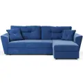 Угловой диван-кровать Амстердам синий велюр Кабрио, механизм-Еврокнижка