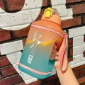 Спортивная бутылка 2,3 л с ручкой и ремешком, градиентный оранжевый