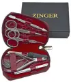 Маникюрный набор Zinger 7103, 6 предметов, медицинская сталь, серебристый/бордовый крокодил