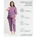 Медицинский костюм женский 408.4.3 Uniformed, сатори стрейч, рукав 3/4, на кнопках, сиреневый, 44
