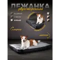 Лежанка антивандальная для собак средних и крупных пород микровелюр 80*60 см Серый / черный