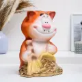 Хорошие сувениры Копилка Кот с метлой рыжий, 24х20х28см