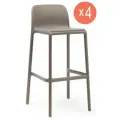 Комплект из 4-х барных стульев со спинкой NARDI Faro, высота сиденья 76 см, цвет тортора