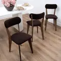 Стулья для кухни SANYAK комплект 3 шт мягкие со спинкой для обеденной зоны, велюр, Коричневый