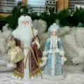 Новогодняя игрушка АртМороз Дед Мороз и Снегурочка , ручной работы, 32x28x14 см